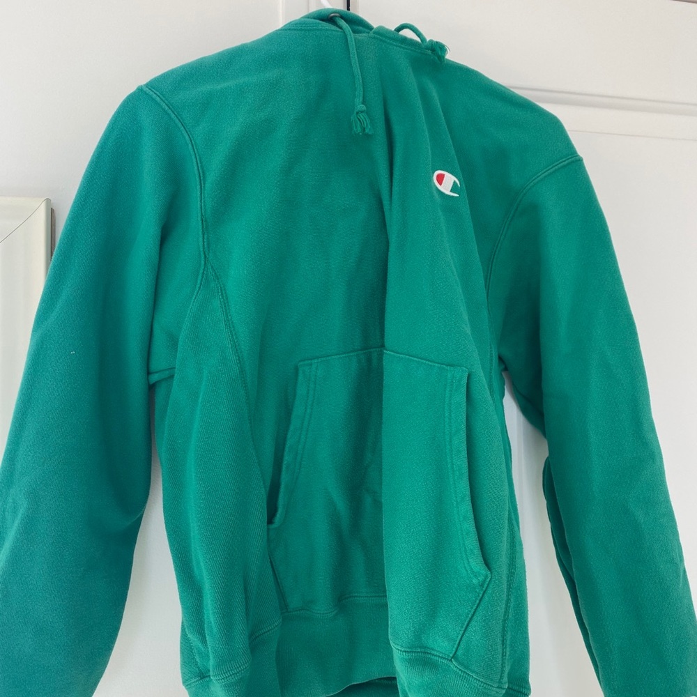 Reverse Weave Green Champion Hoodie